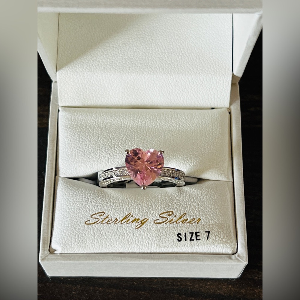 Sterling silver heart CZ ring